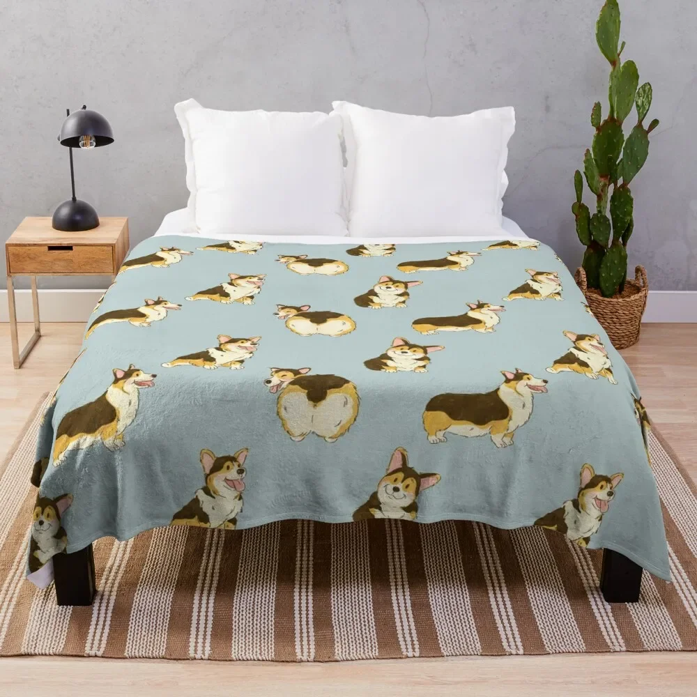 

Трехцветное декоративное одеяло для дивана и кровати Corgi