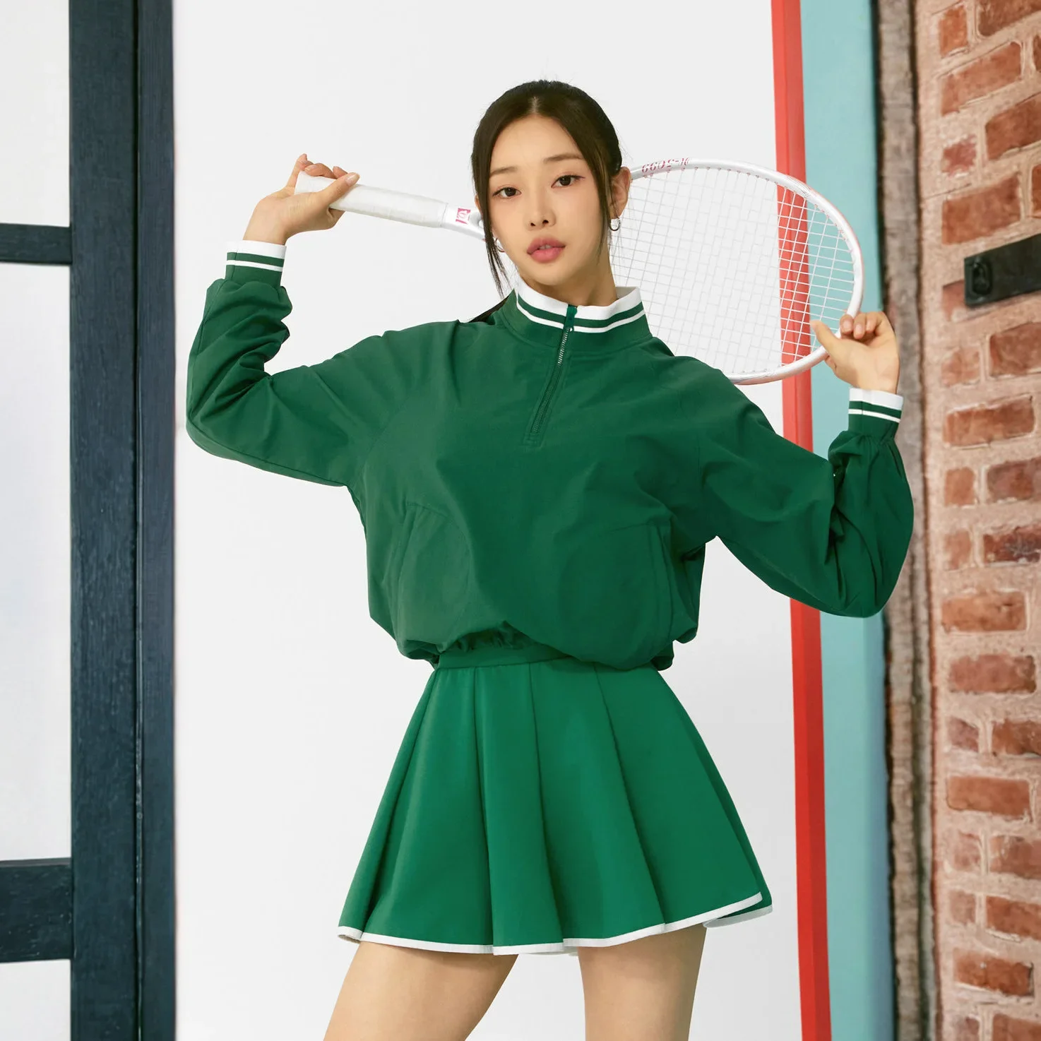 Sun Protection Women Tennis Golf Coat Workout Long Sleeve Jacket Tops Ladies Pleated Skirt High Waist Tennis Badminton Skorts