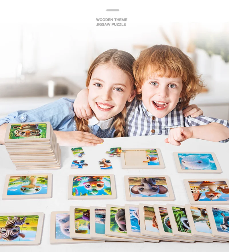 6 stück Holz Puzzle Kinder Montessori Spielzeug Dinosaurier Ozean Tier Kognitive Spielzeug Puzzles Pädagogisches Spielzeug Für Kinder – Detail 3