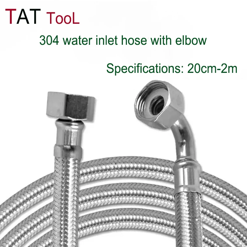 

Unilateral Articulated Elbow 304 Stainless Steel Braided Hose Water Heater Toilet Angle Valve Faucet Hot Aold Water Inlet Pipe