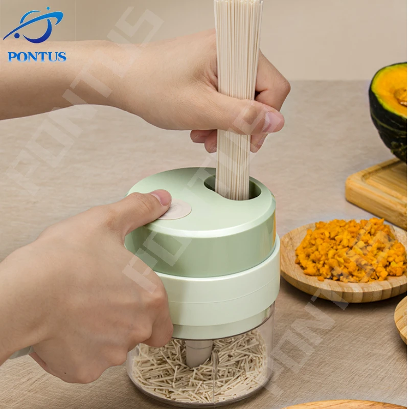 SERIZE 4 In 1 electric vegetable cutter set chili crusher automatic garlic  masher handheld vegetable cutter set kitchen tool