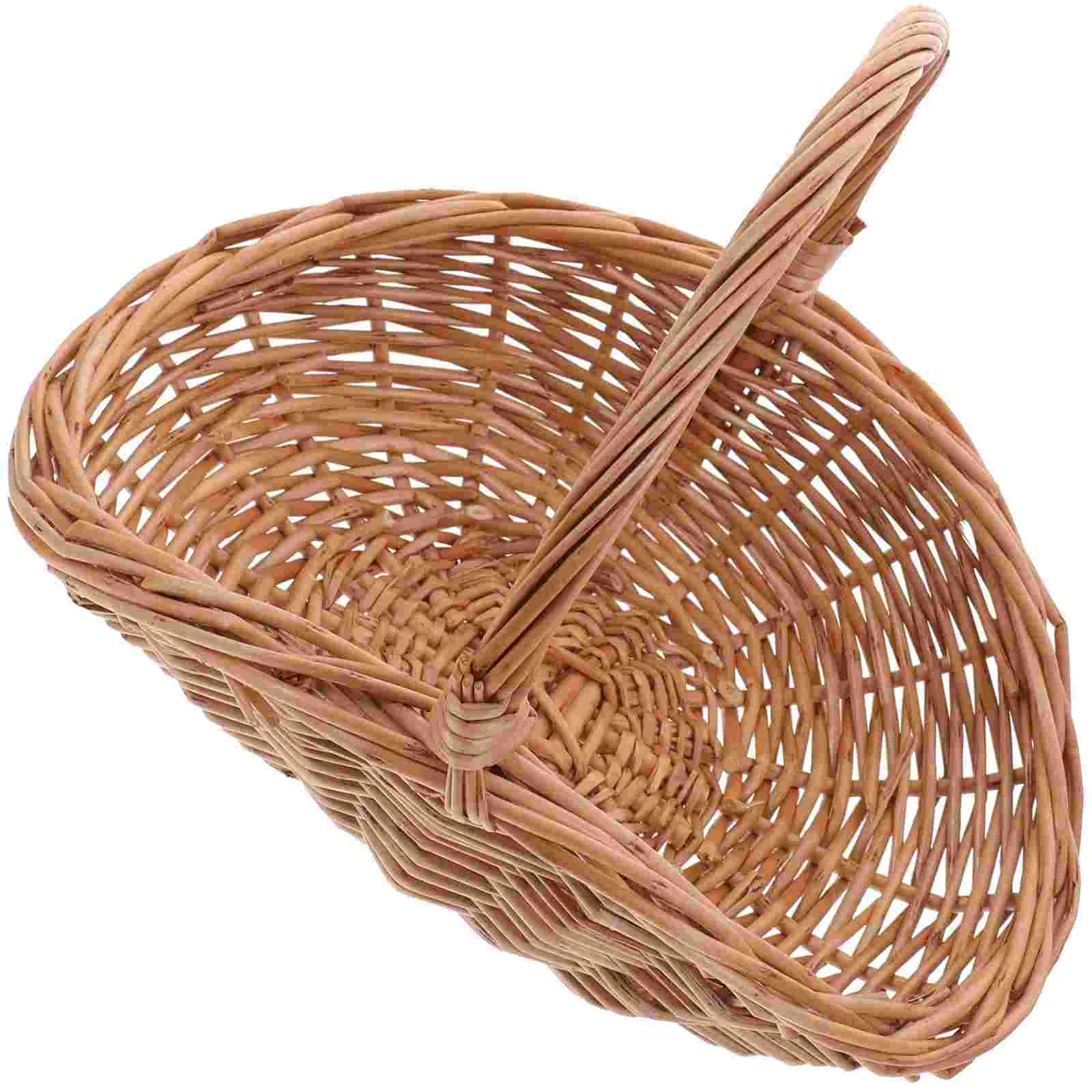 

Wicker Woven Basket Willow Gift Basket Fruit Picnic Easter Candy Serving Basket Handles Rattan Food Storage Basket Wedding