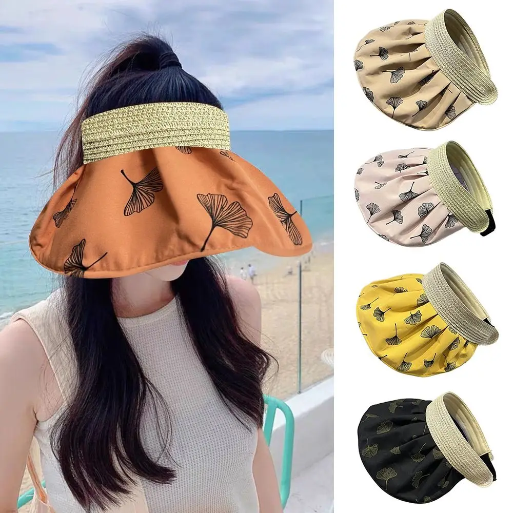 

Wide Brim Sun Visor Cap Fashion Breathable UV Protection Empty Top Hat Beach Hats