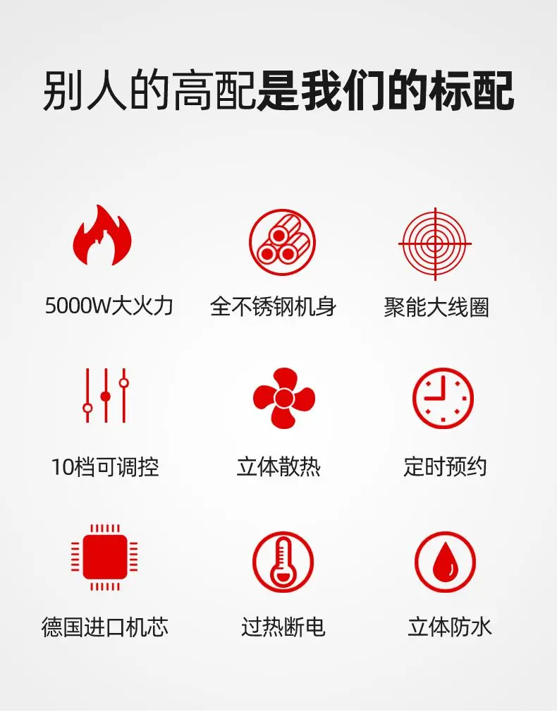 Description Picture 3 of itemNew commercial induction cooker 5000w high-power hotel brine soup stove electromagnetic cooker flat induction cooktop