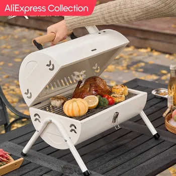 AliExpress 컬렉션 BISINNA 야외 다기능 휴대용 바베큐 스토브 캠핑 BBQ 숯 그릴 듀얼 사이드 캠핑