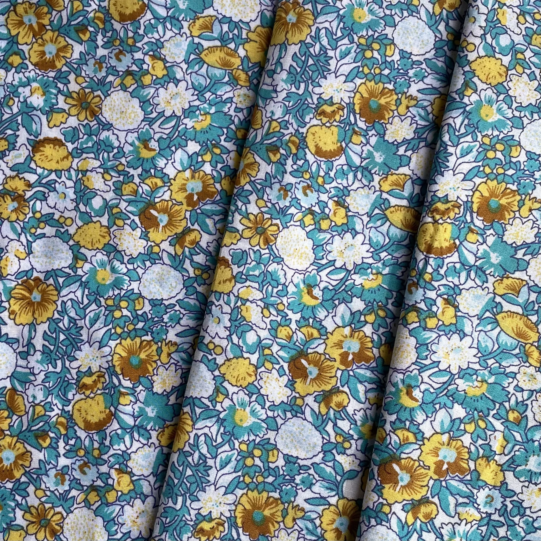 Colorful Floral Plants 100%Cotton Poplin 40S Fabric For Kids Baby Sewing Cloth Dresses Skirt DIY