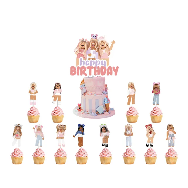 Toppers para Topo de bolo Roblox Cupcake Toppers Decorações Aniversário  Festa Suprimentos, Toppers Estilo 1