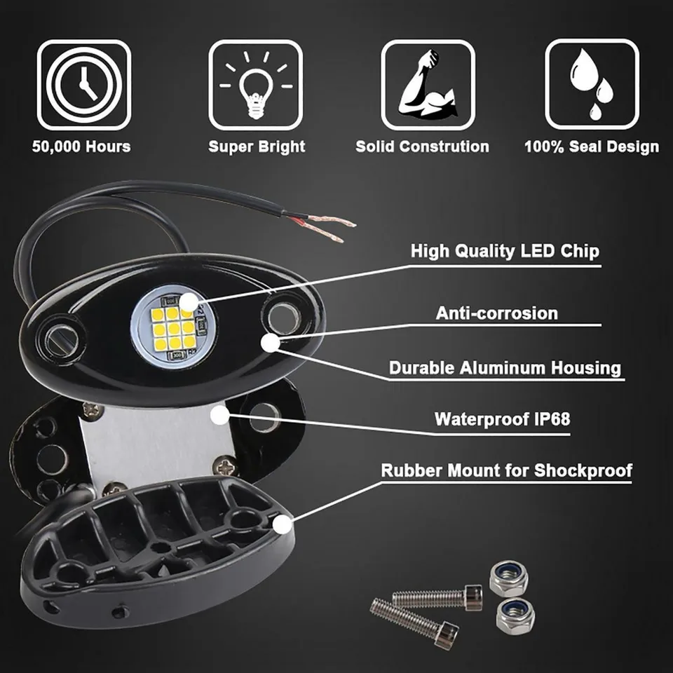 Kit Hovano 8Pods Com Luzes LED Brancas Para Veículos Off-Road - 6000K, IP68, 3m De Cabo