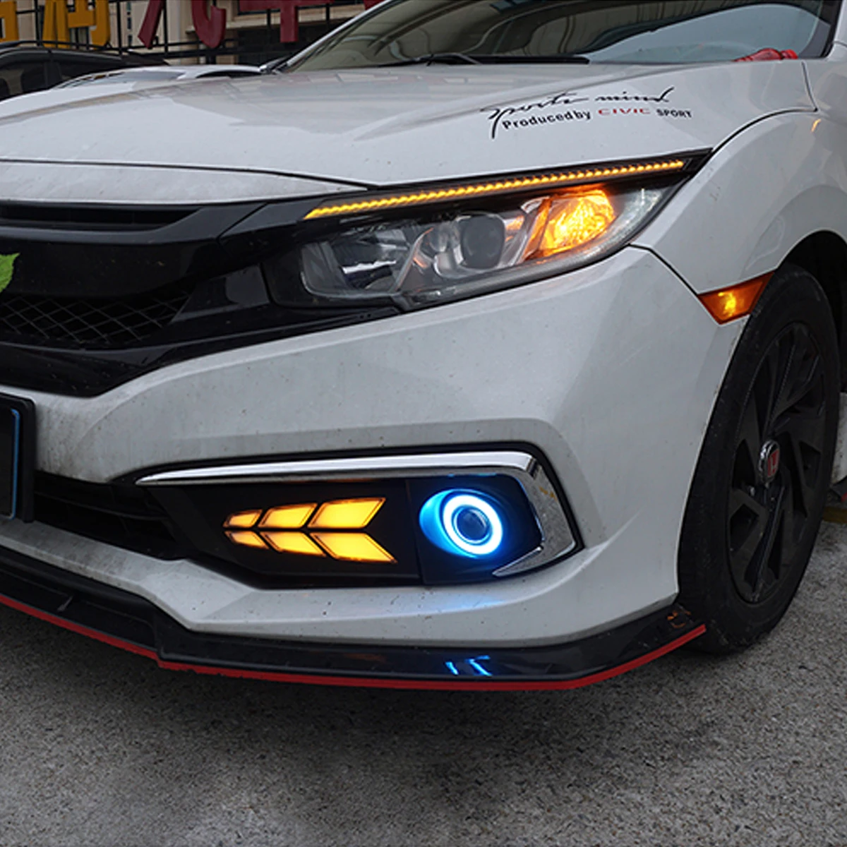 車のヘッドライト,フォグ,ホンダシビック,10世代,2016-2020用の動的