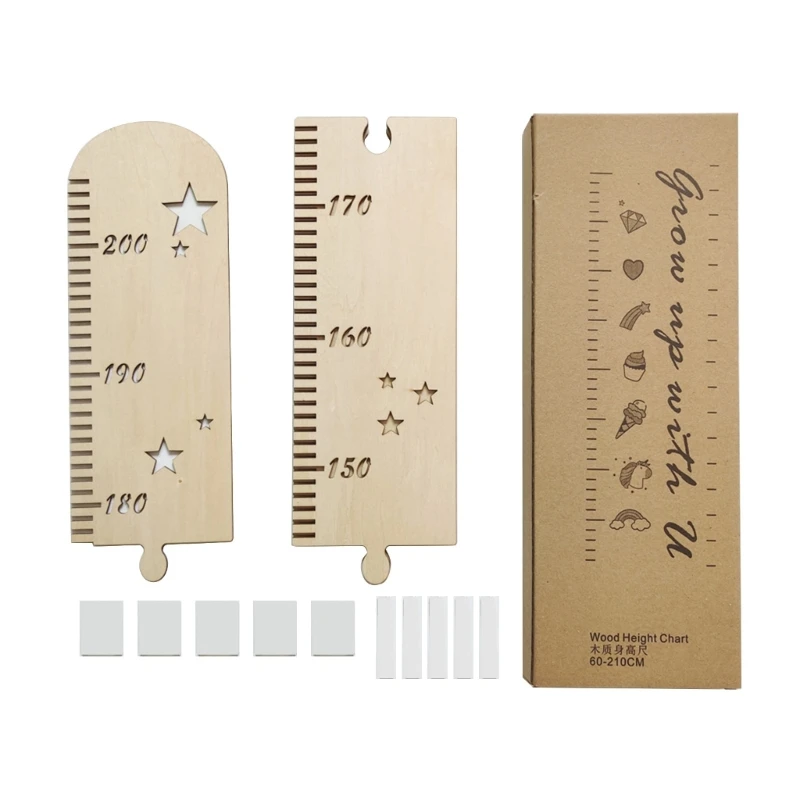 1Set Nordic Wooden Kids Height Growth Chart Ruler Baby Children Height Gauge Room Decoration Wall Meter Measurement