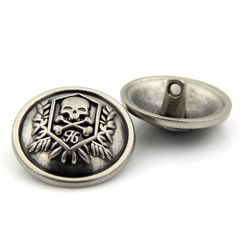 10PCs Metal Sewing Buttons Scrapbooking Round Single Hole Skull Head Pattern 15mm 20mm Dia. Costura Botones decorate 2