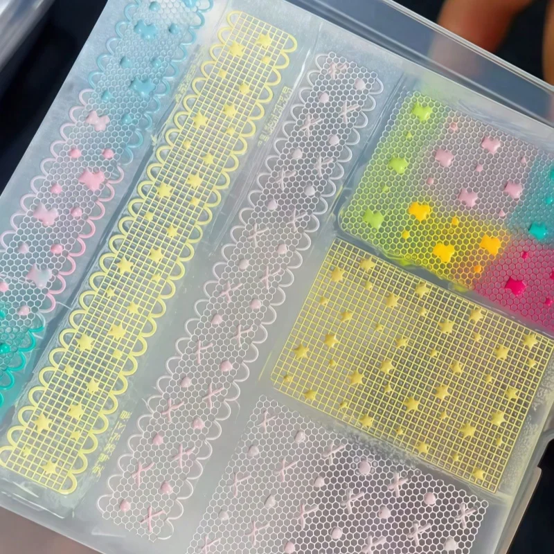 아티스틱 레이스 베어 하트 에징 프렌치 레이스 스커트 엣지 3D 릴리프 네일 아트 액세서리 투명 실리콘 몰드