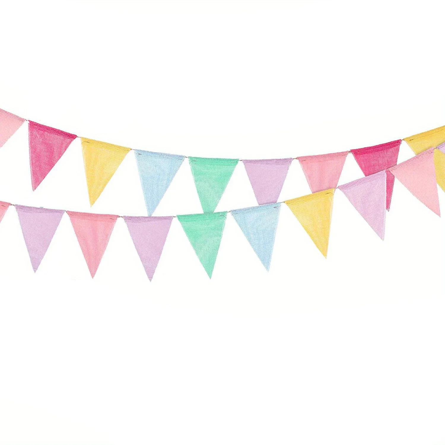 Description Picture 2 of itemColorful Burlap Pennant Bunting Banner Fabric Triangle Flag Garland Hanging for Birthday Graduation Wedding Party Decoration
