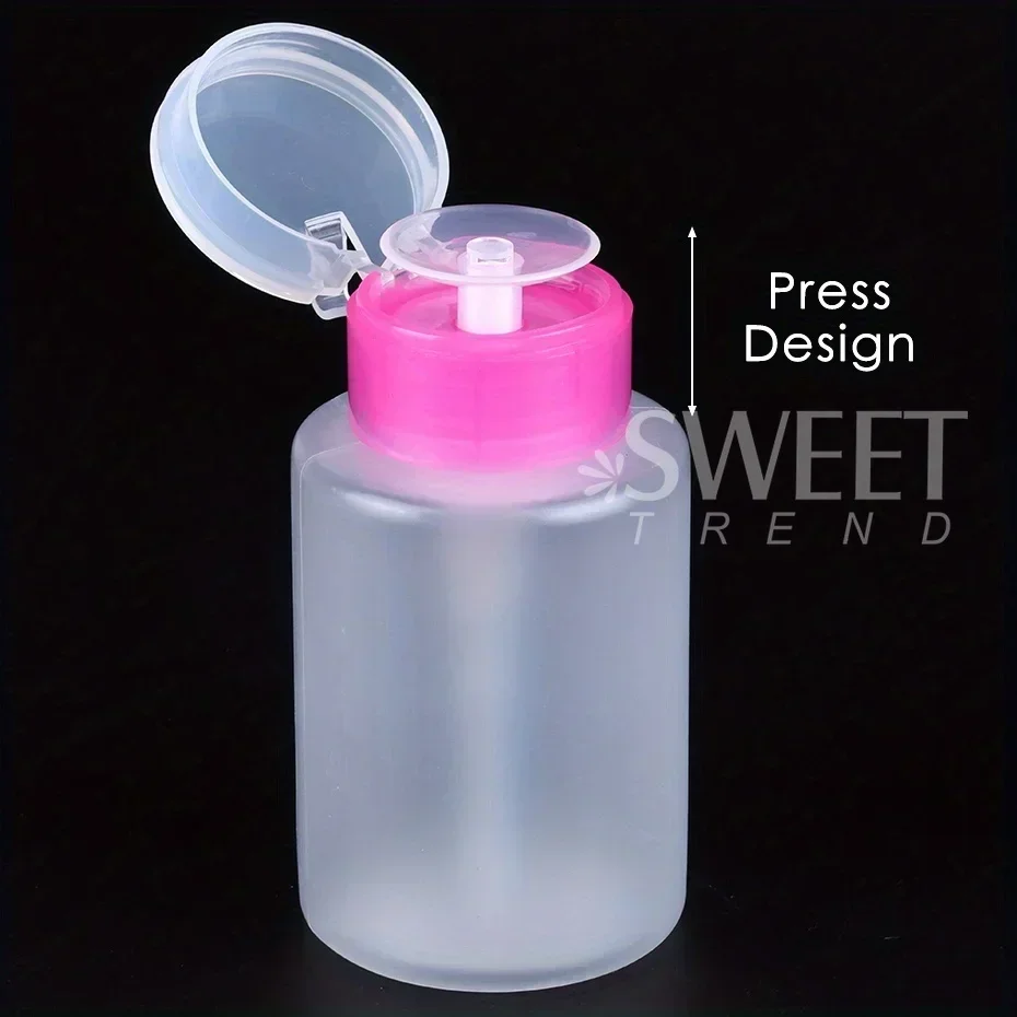 Empty Press Nails Polish Remover Bottle Portable Push Down Pump Dispenser Tool Liquid Container Refillable Salon Accessory 150ml