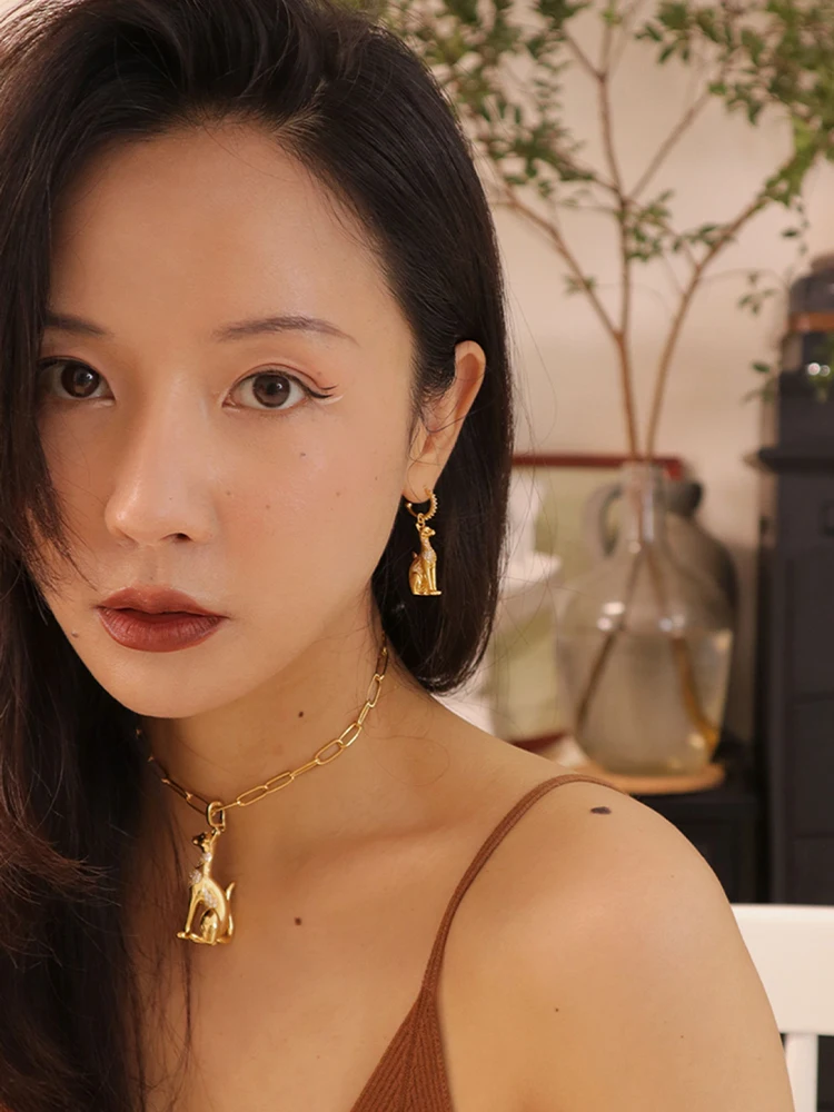 2024 New Ancient Egyptian Cat Earrings For Women Retro Style Copper Alloy Jewelry Party Gifts 3