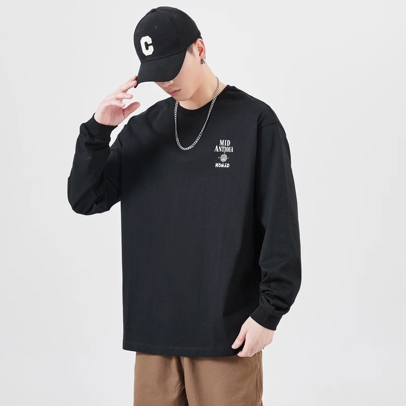 

Men's Solid Color T-shirt Multi-Color Washing Knitted T-shirt Male Autumn Winter T-shirt Cotton Long Sleeve Top SD0053