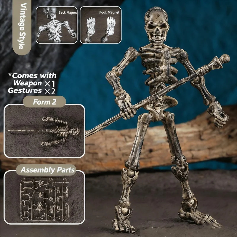 Magnetic Three-Dimensional Skull Model Assembly Toy Multi-Articulable Skull and Bone Puppet Decoration Action Figures Anime Game