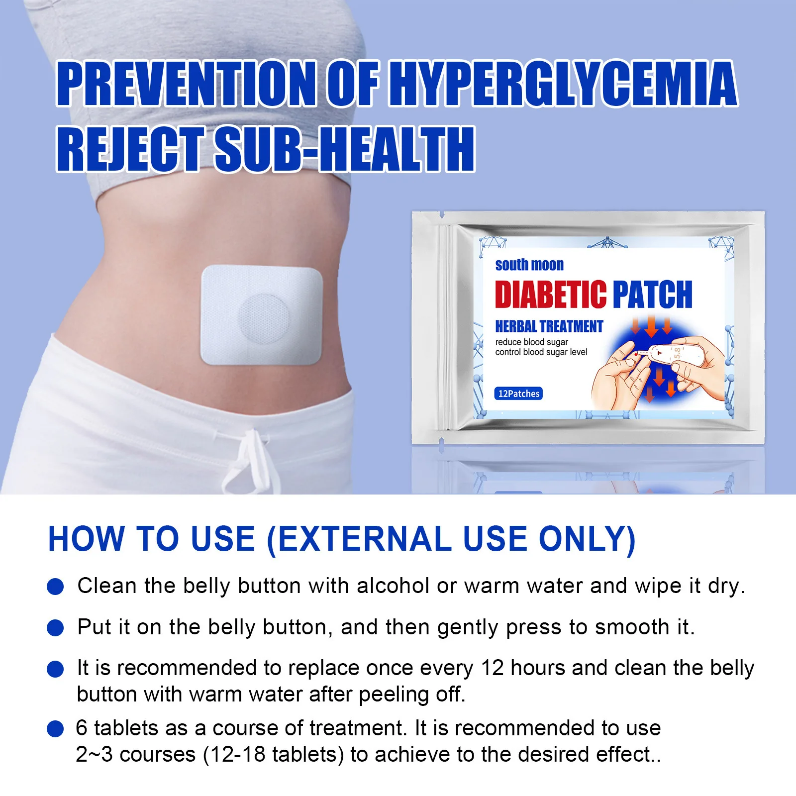 12pcs Diabetic Patches per Bag Lower Blood Sugar