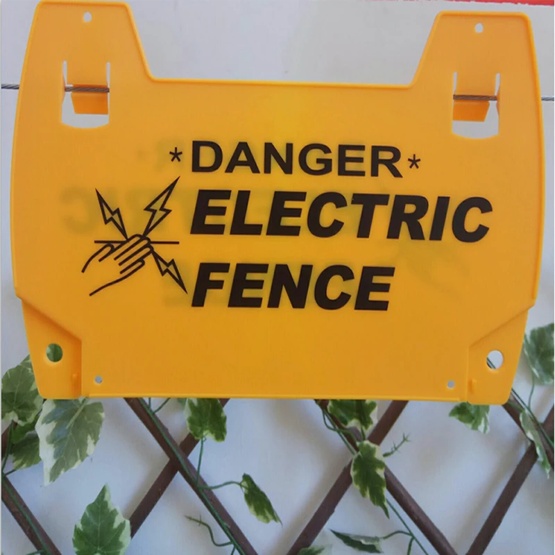 Electric Fence Warning Sign for Farm Garden Livestock Chick Dog Sheep Animals Fencing Plastic Danger Warning Board Sheet Orrange