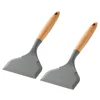 2Pcs Silicone Spatula Wide Mouth Tamagoyaki Shovel Beef Non-Stick Wooden Handle Meat Egg Frying Cooking Tool Kitchen Gadgets