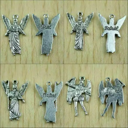

200PCs Mixed 4 archangel charms in dark gold color and tibetan silver color