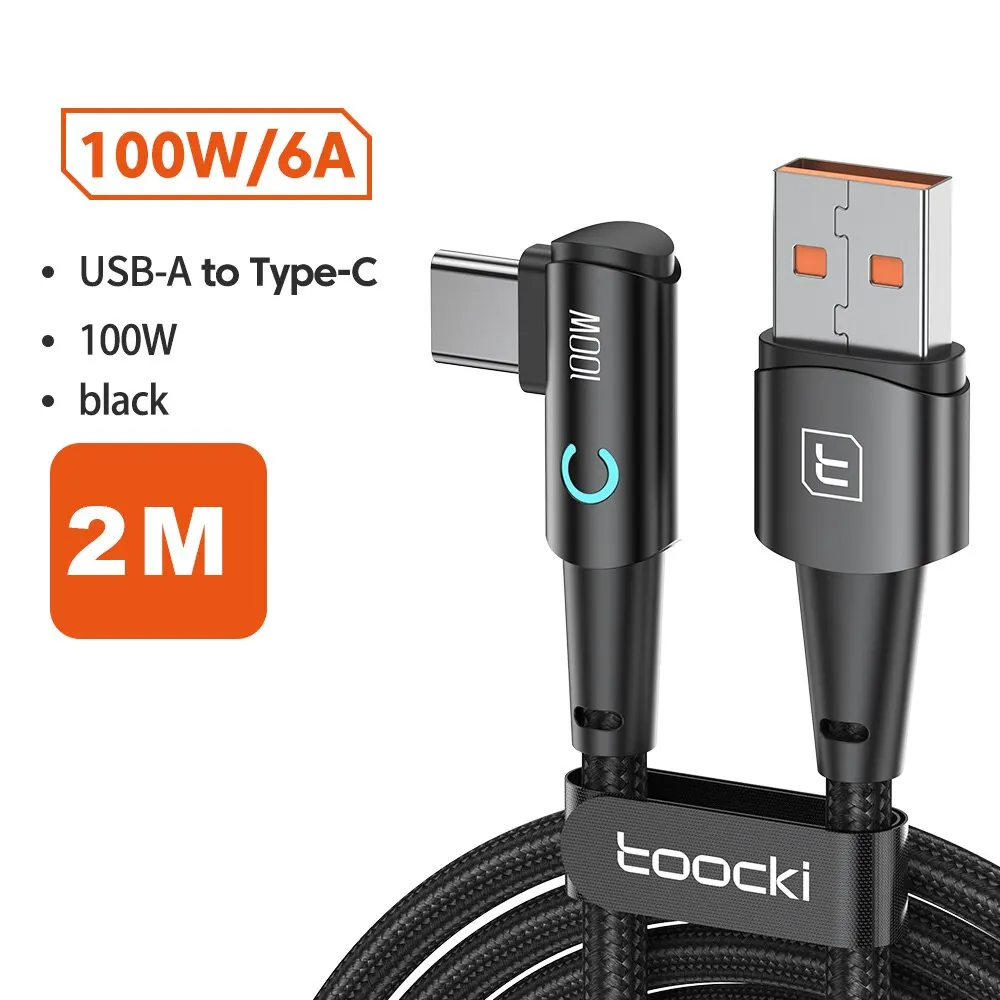 Toocki 6A 100W Fast Charging 90° USB C Cable