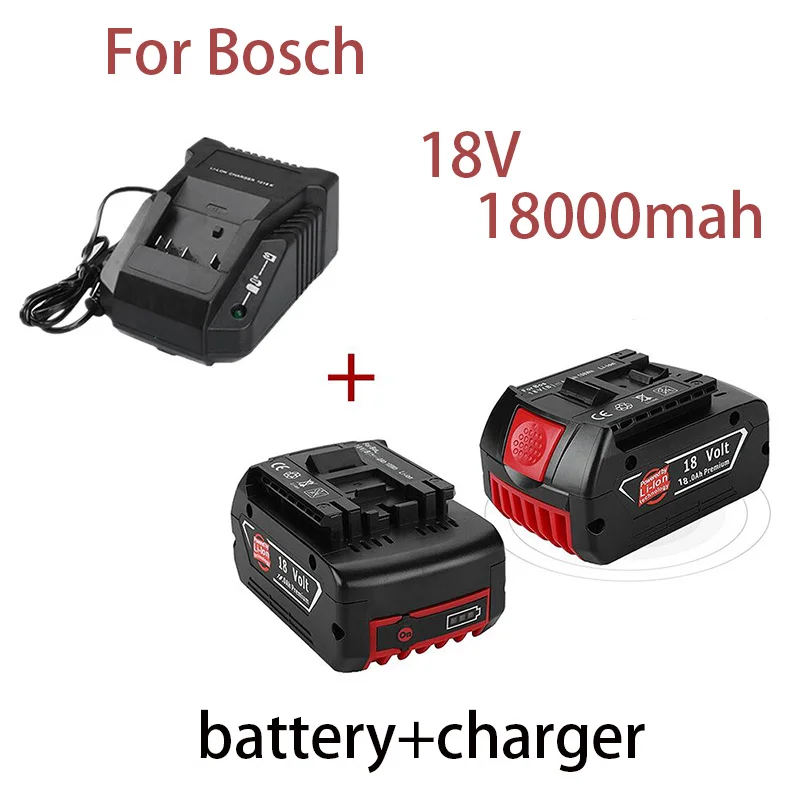 

100% original 18V18000mAh rechargeable batteryBosch 18V+3A charger backup battery portable replacement BAT609 indicator light