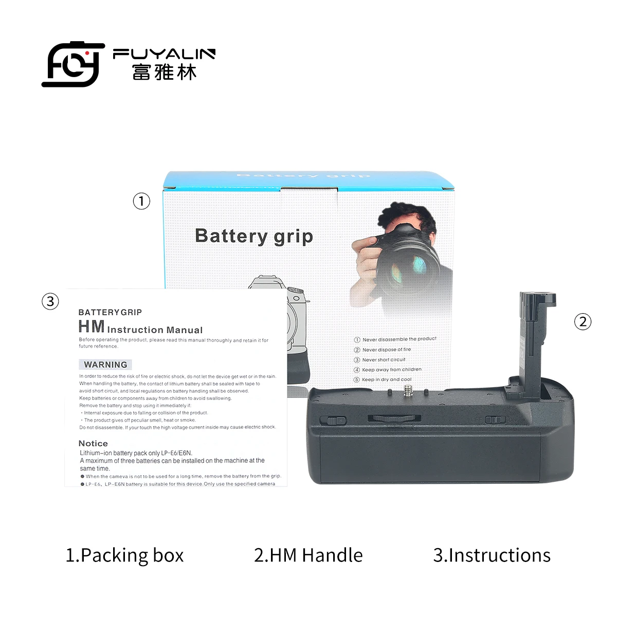 Vertical Battery Grip Three Time Triple Battery Hole for Blackmagic 4K/6K LP-E6 Pocket Cinema Camera BMPCC 6K