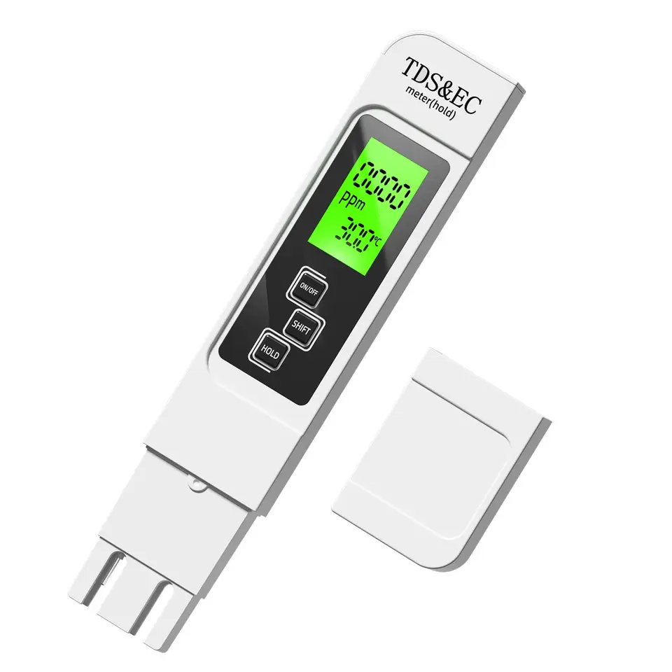 Misuratore Acqua Digitale 4 In 1 IP67: Tester Salinità, TDS, EC E Temperatura - Bianco E Grigio