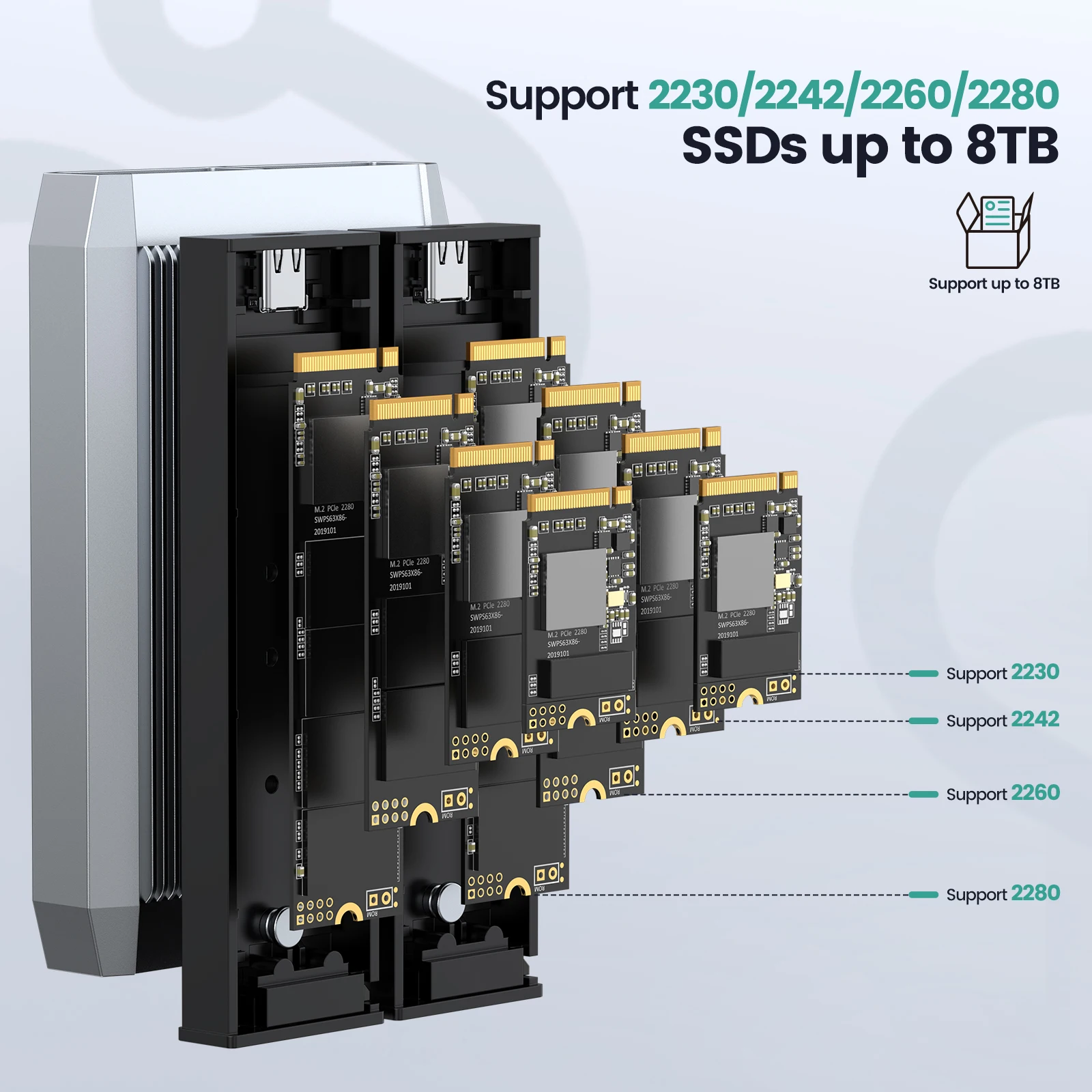 yottamaster ferramenta livre dupla baía nvme ssd gabinete velocidade em chamas thunderbolt compatível para windows mac