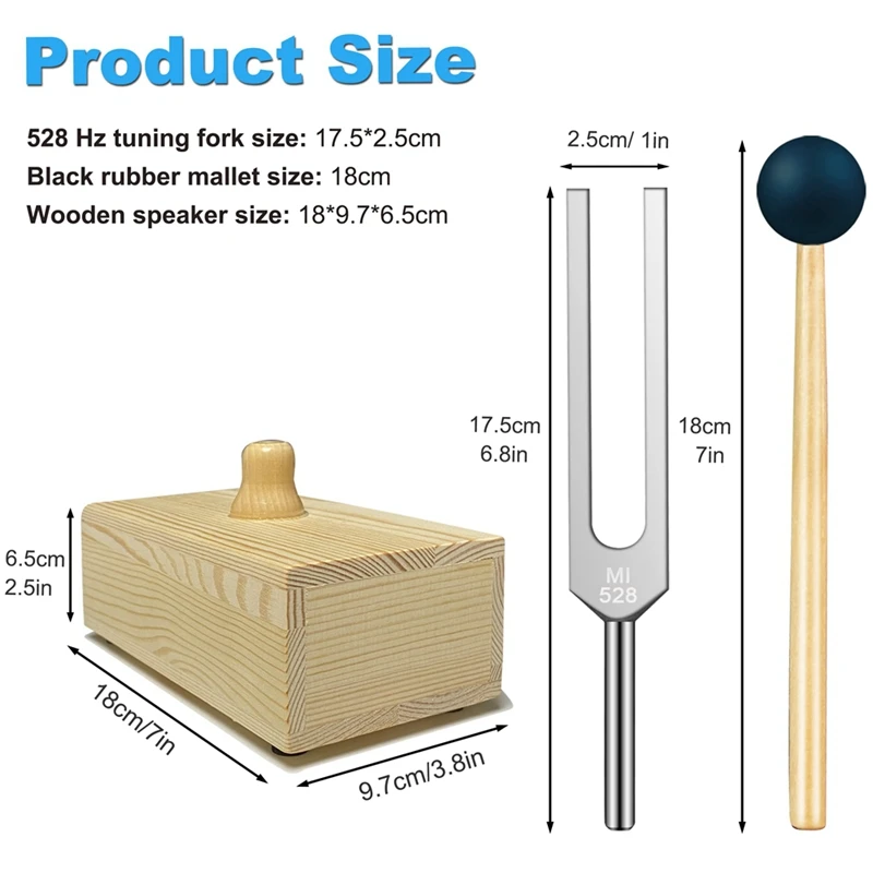 528Hz Tuning Fork With Resonance Box With Resonance Box Wooden Speaker Perfect For SPA Aromatherapy, Teaching