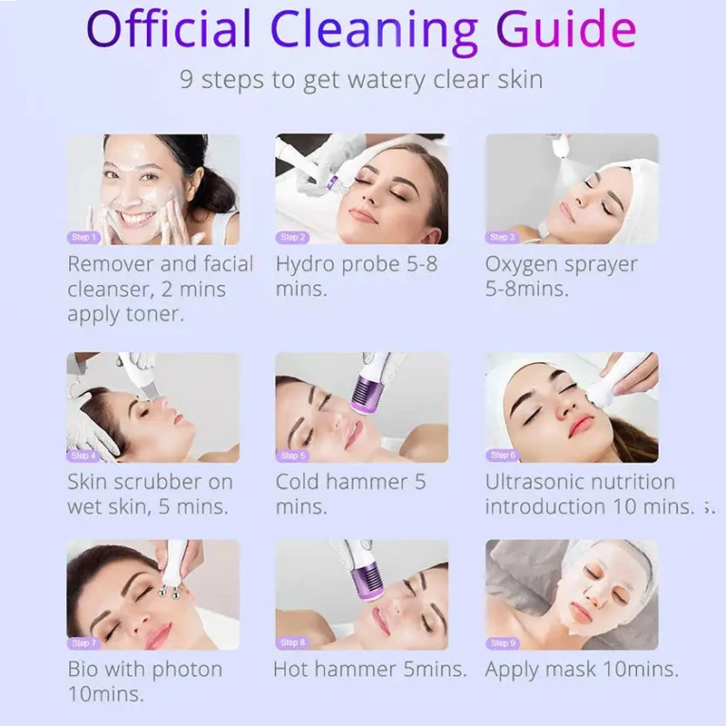Professional 6 in 1 Hydrogen Oxygen Facial Machine Microdermabrasion Bio-lifting Bubble Skincare Device for Salon Spa Home Use
