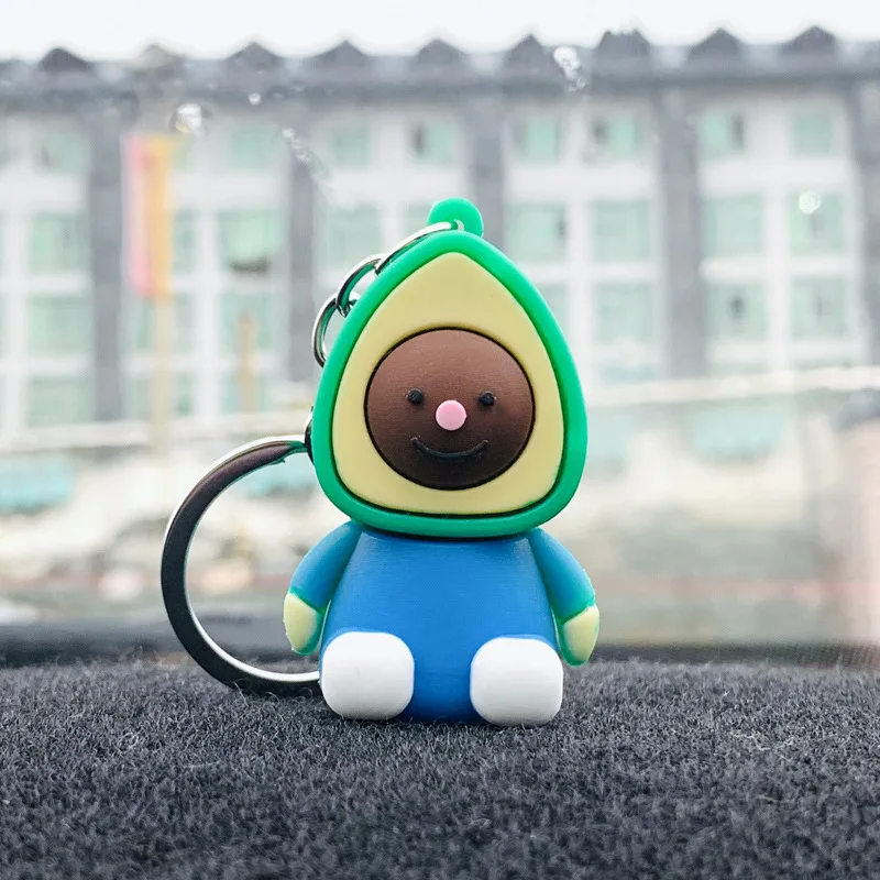 Creative and Cute Avocado Cartoon PVC Keychain Key Bag Car Key