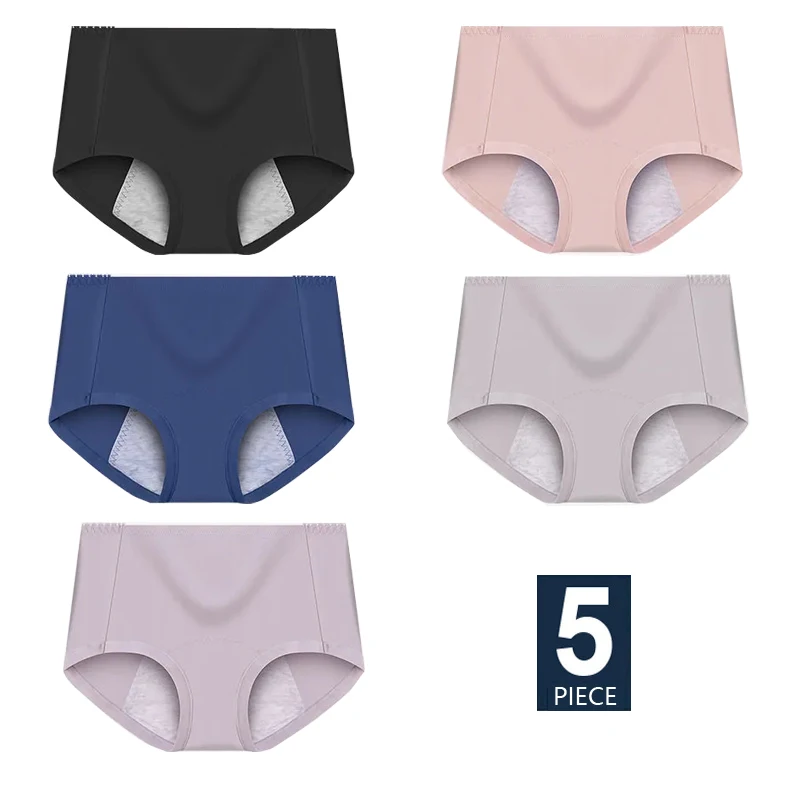 5Pcs /Set High Waist Leak Proof Menstrual Panties Women Cotton