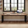 Tribesigns 78''Modern Large Office Desk, 2-Person Computer Workstation, Industrial Wooden Desk with Metal Legs 5