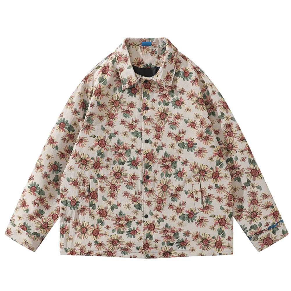

Small Flower Jacquard Thick Shirt Jacket Men Autumn Men's Jackets 2 Colors
