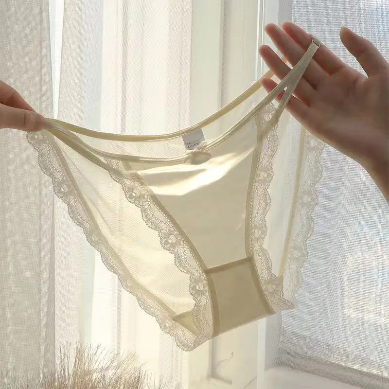

Summer thin sexy lace underwear women's low waist transparent breathable soft comfortable cotton bottom crotch women's briefs