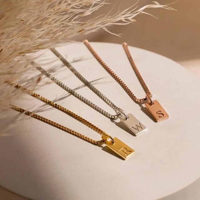 SUNIBI Initial Necklace Engraved A-Z Alphabet Charm Necklace Box Chain Stainless Steel Women's Minimalism Jewelry Gift Wholesale 4