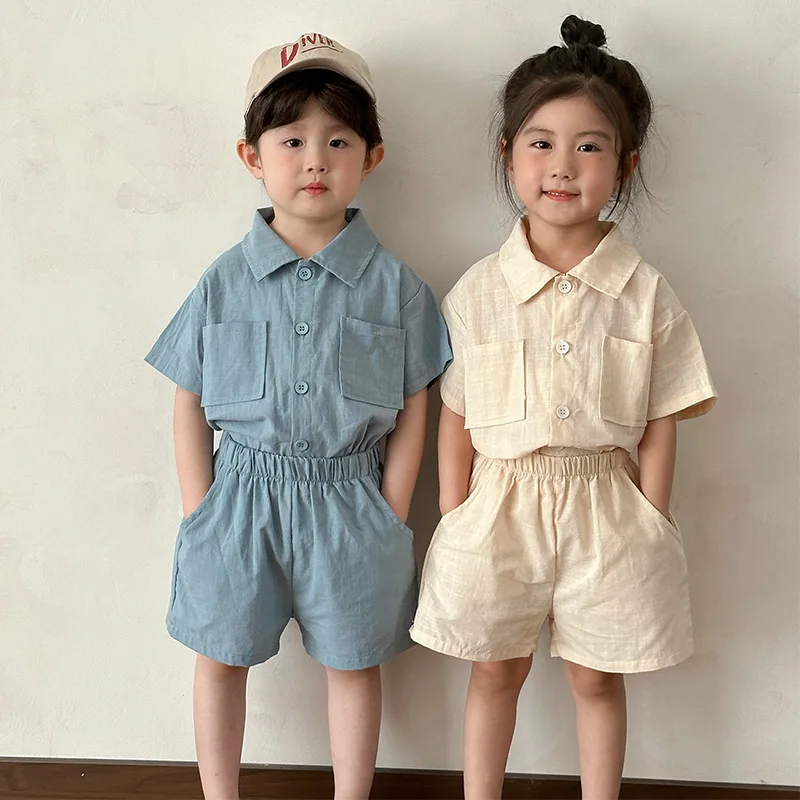 Kinder 1-6 Jahre Alt Sommer Set Baumwolle Dünne Jungen Kurzarm Shorts 2 Sets Koreanische Mädchen Einfarbig Casual t-shirt Shorts Set