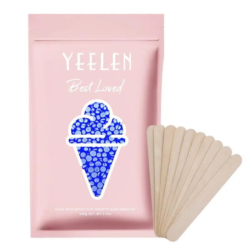 Hard Wax Beads 3.5 Oz 100g Hair Removal 10 Sticks Brazilian Waxing Bikini Face Eyebrow Chest Legs Armpit Women Men hair removal wax