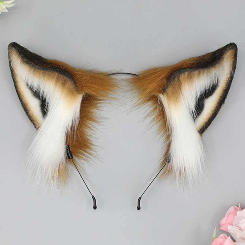 Furry Foxes Ears Cats Girls Cosplays Hair Accessories Cute Plush Animal Ear Headwear Long Fur Animal Role Playing
