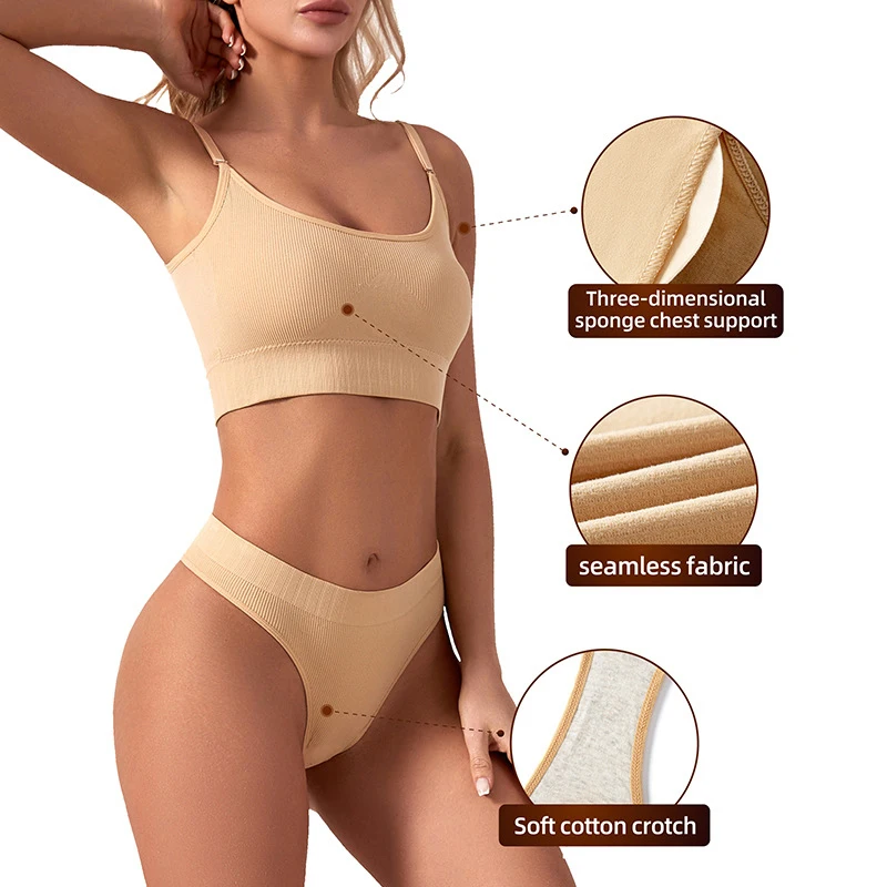 CINOON Frauen Nahtlose Bh Sexy Low Taille Höschen Draht Frei Bh Bralette Dessous Büstenhalter Rückenfreie Weibliche Unterwäsche_voghion.com