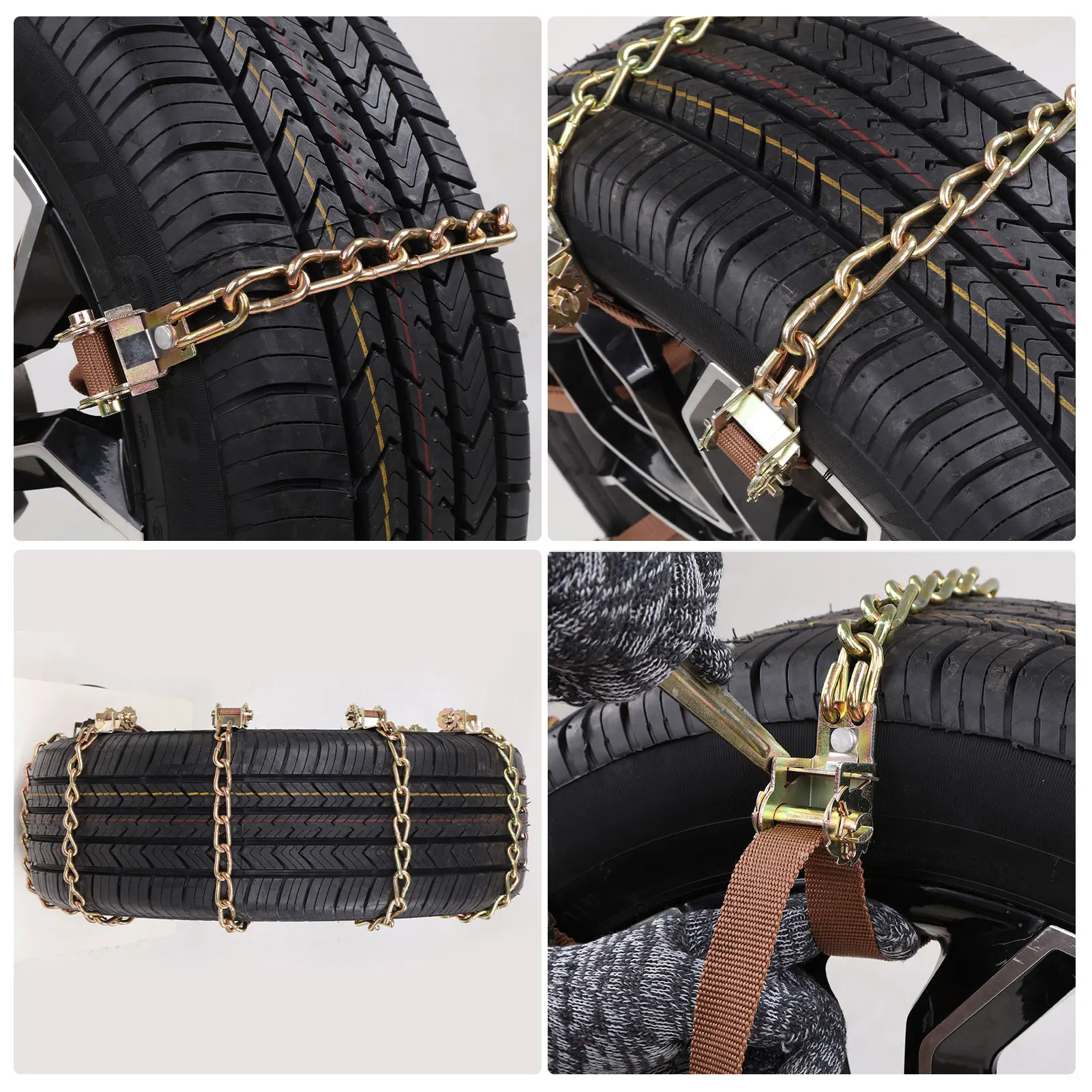 6/8/10pcs Anti-Skid Snow Chains for Car Motorcycles Manganese Steel Wheels Anti-slip Tie Emergency Universal Lockout Artifact