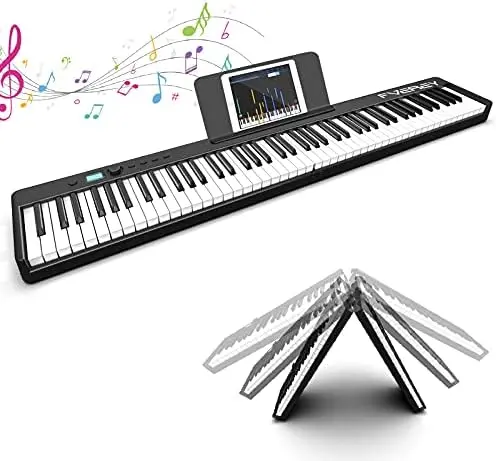 

FVEREY Folding Piano Keyboard 88 Key Full Size Semi-Weighted Foldable Piano,Bluetooth Portable Electric Piano with Sheet Music S