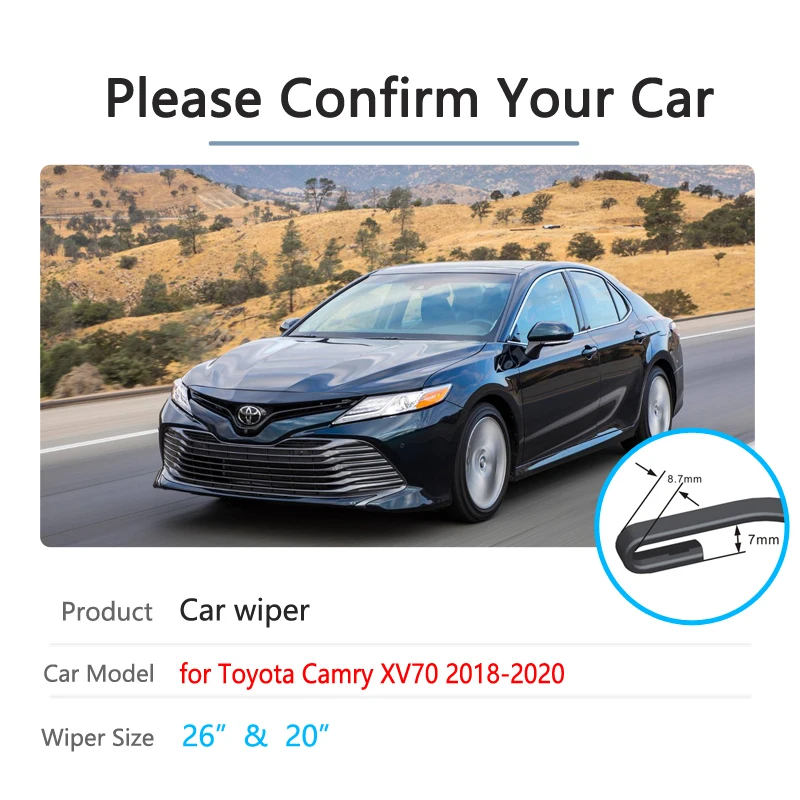 Фото Стеклоочистители для Toyota Camry 70 XV70 2018 2019 2020 лобового стекла, автомобильные аксессуары, щетки, шайба, 2 шт., автомобильные Стеклоочистители №2
