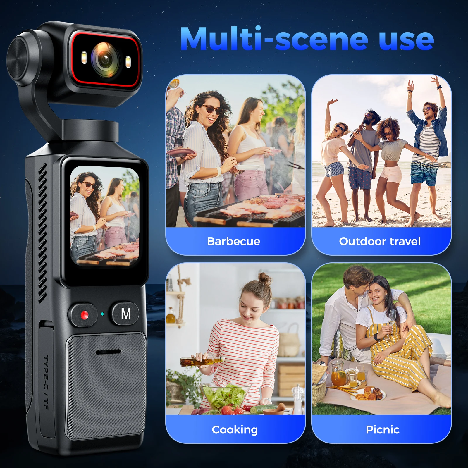 Portable 4K Touchscreen Pocket Camera WIFI Outdoor DV 180° Rotatable Stabilization Sport Small Video Recorder Digital Vlog Cam