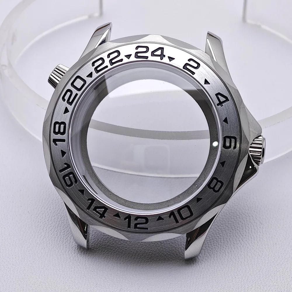 High-Quality Silver Diving Watch Case for Men with Automatic Movement