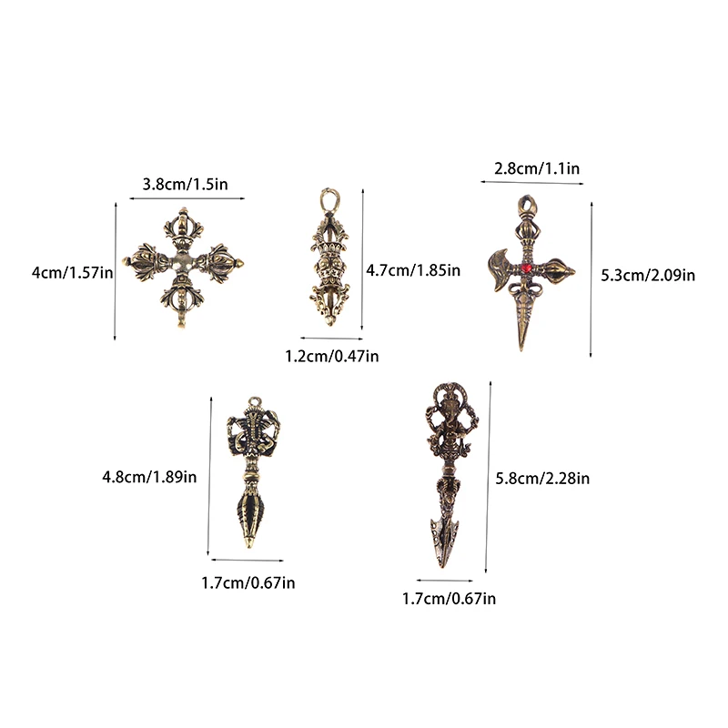 1PC Cross Vajra Brass Car Key Chain Pendant Buddhism Dharma Lanyard Bodhi Beads Motorcycle Keychain Rope Pendant