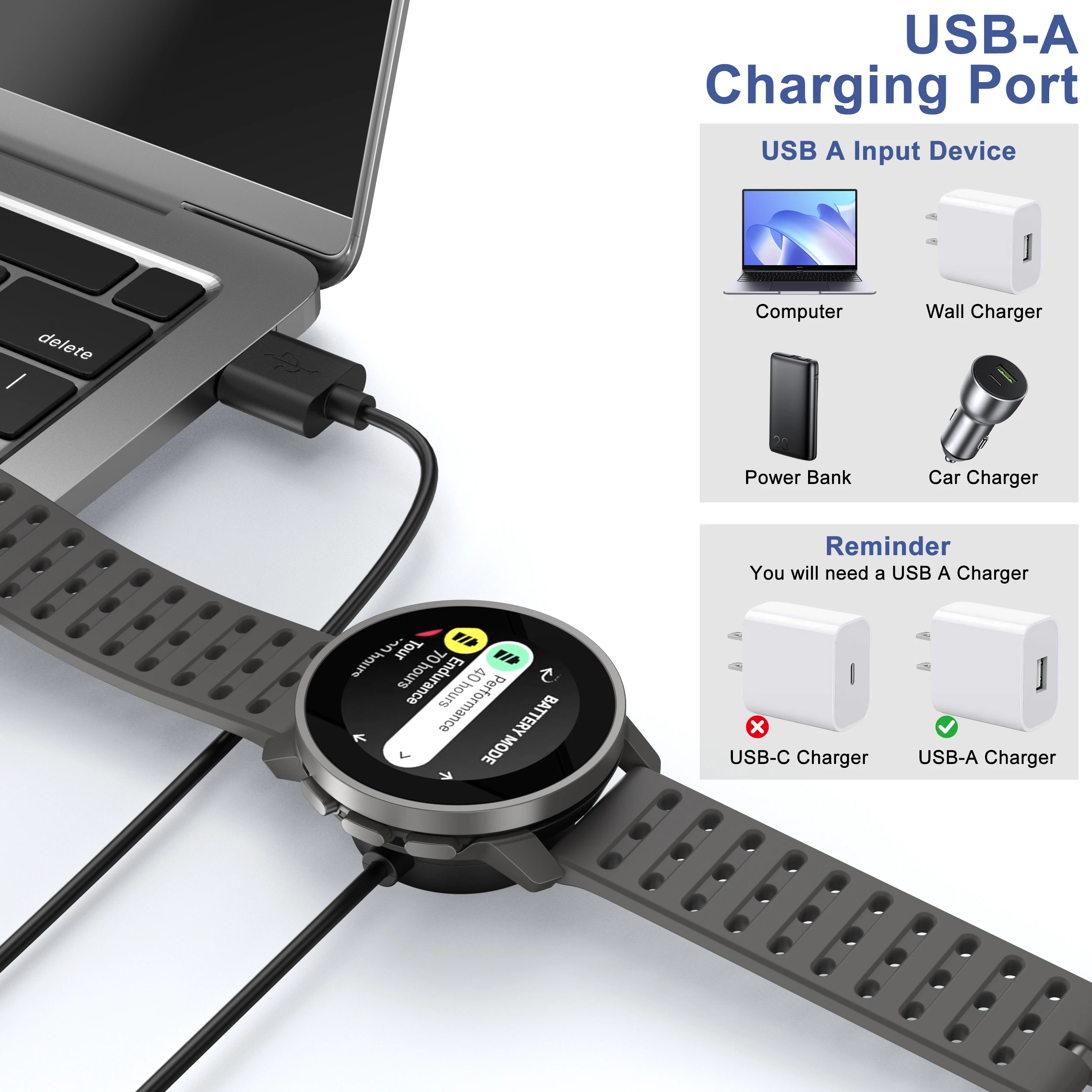 Magnetic USB Charger with Charging Cable Holder Dock