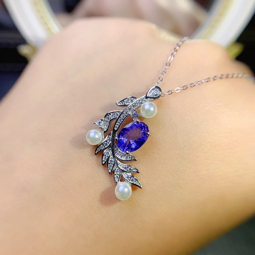 

Natural Tanzanite Treasure Necklace 925 Silver Women’s Gem Crystal All Clean 925 Silver Free Shipping Jewelry